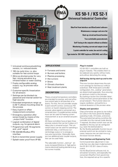 PMA KS 50-1/KS 52-1 Universal Industrial Controller Technology Data - cover page