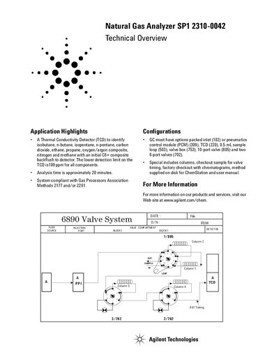 Agilent SP1 Natural Gas Analyzer Technical Overview - cover page