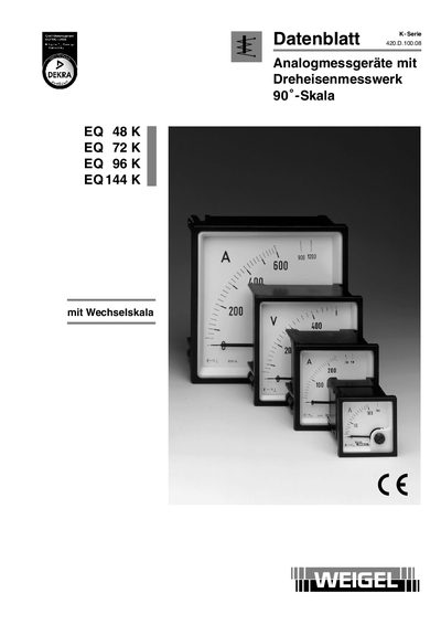 Weigel EQ 48K/72K/96K/144K Rotating Iron Meter Datasheet - cover page