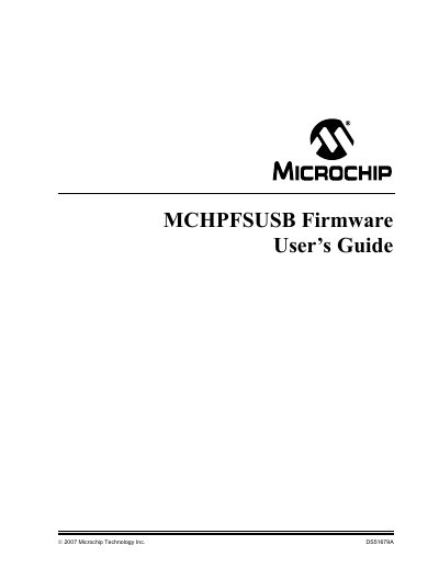 Microchip MCHPFSUSB Firmware User Guide