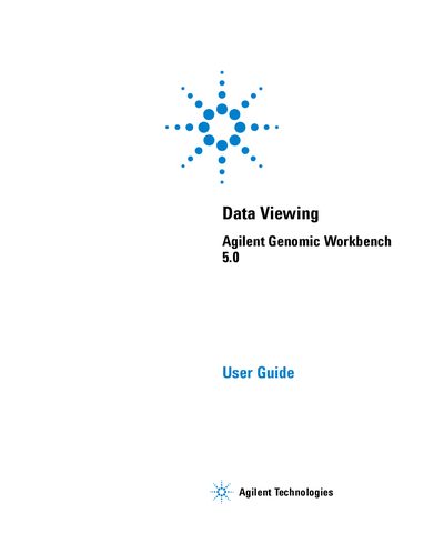 Agilent Genomic Workbench 5.0 user guide - cover page