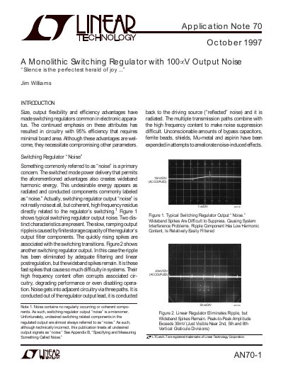 Linear Technology AN70-1 Switching Regulator Application Note - cover page