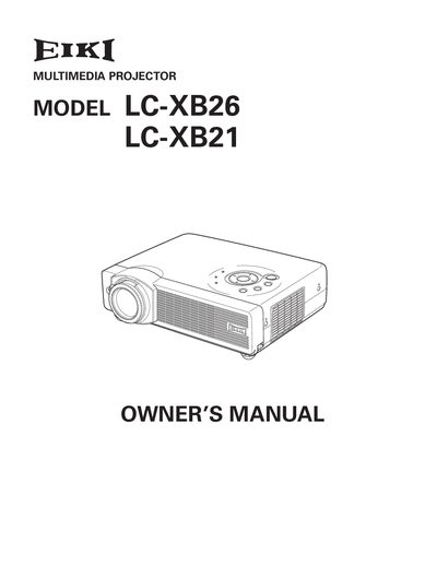 EIKI LC-XB26/LC-XB21 Multimedia Projector Owner's Manual - cover page