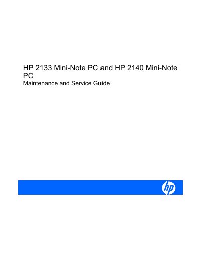 HP 2133 and 2140 Mini-Note PC Maintenance Service Guide - cover page