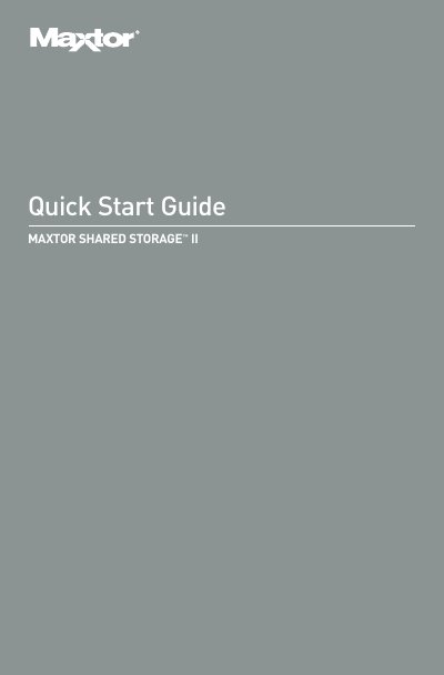 Maxtor Shared Storage II Quick Start Guide - cover page