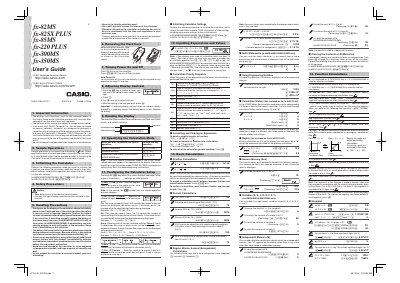 Casio fx-82MS/82SX PLUS/85MS/220 PLUS/300MS/350MS User's Guide - cover page