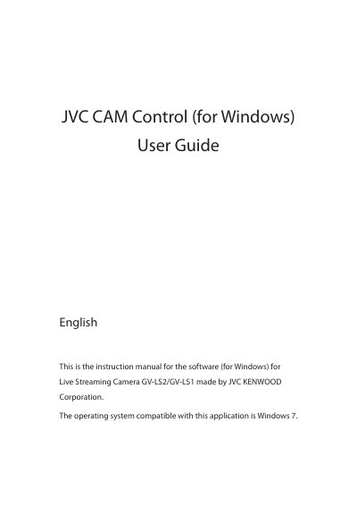 JVC GV-LS2/GV-LS1 CAM Control for Windows User Guide