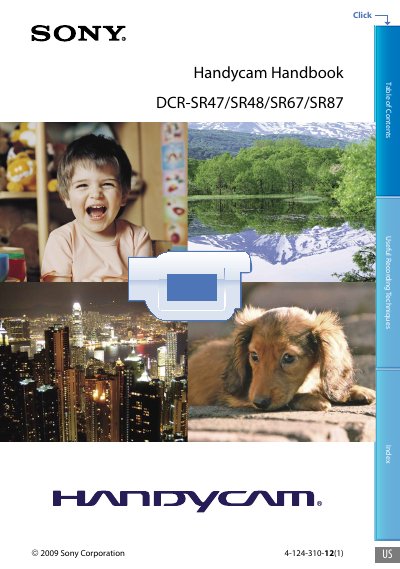 Sony DCR-SR47/DCR-SR48/DCR-SR67/DCR-SR87 Handycam User Manual