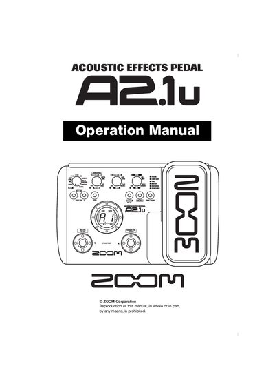 ZOOM A2.1u Acoustic Effects Pedal Operation Manual