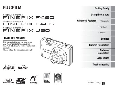 FUJI F480/F485/J50camera user manual