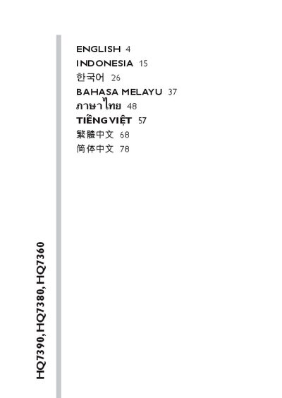 Philips HQ7390/HQ7380/HQ7360 Shaver User Manual - cover page