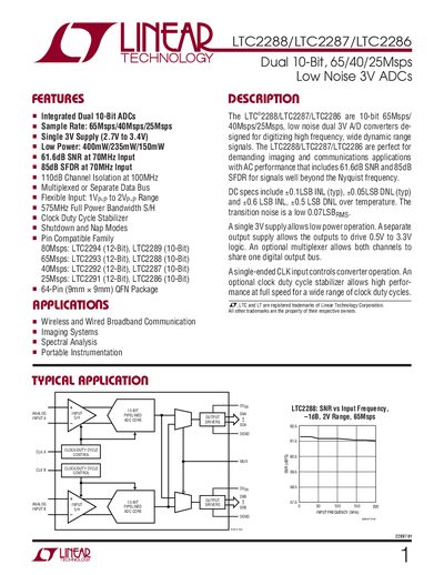 Linear Technology LTC2288/LTC2287/LTC2286 Datasheet - cover page