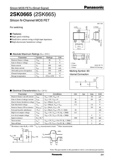 Panasonic 2SK0665 Datasheet - cover page
