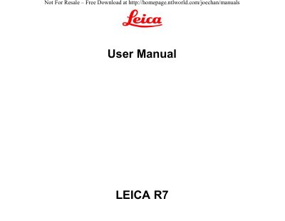 Leica R7 Camera User Manual - cover page