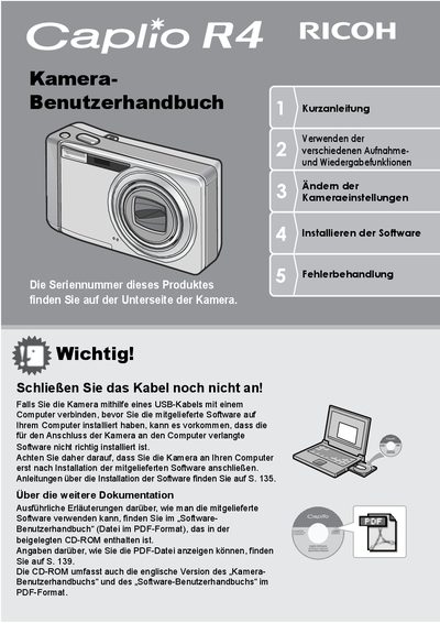 Ricoh Caplio R4 Digital Camera User Manual - cover page