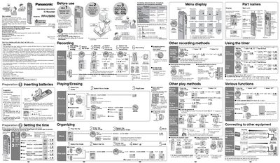 Panasonic RR-US050 IC Recorder Operating Instructions - cover page