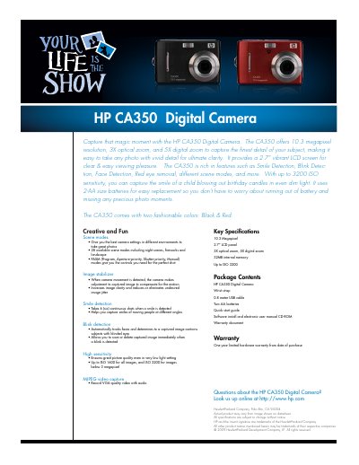 HP CA350 Digital Camera User Manual - cover page