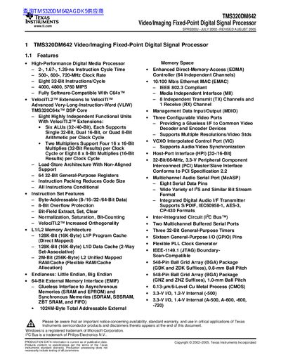 Texas Instruments TMS320DM642 Handbook - cover page