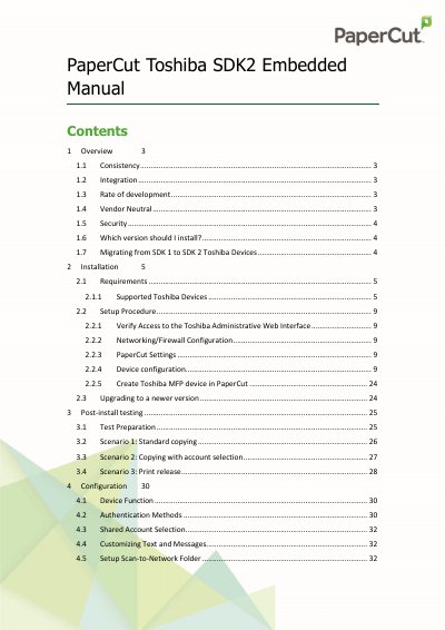 PaperCut SDK2 Embedded MFD Setup Manual - cover page