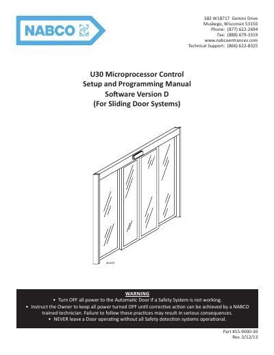 NABCO U30 Microprocessor Control Setup and Programming Manual - cover page
