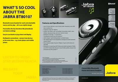 Jabra BT8010 Bluetooth Headset Quick Start Guide - cover page