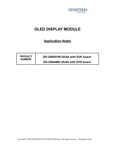 DENSITRON DD-25664YW(25664BE)-3A/4A with EVK board Manual - cover page