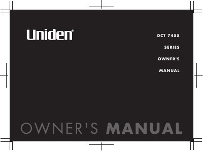 Uniden DCT 7488 Series Owner's Manual