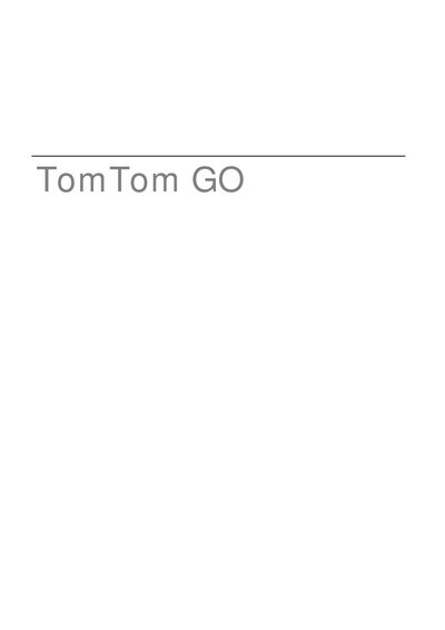 TomTom GO User Manual - cover page