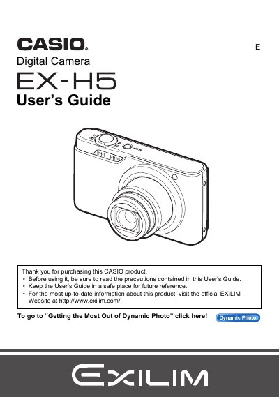 Casio EX-H5 Digital Camera User's Guide - cover page