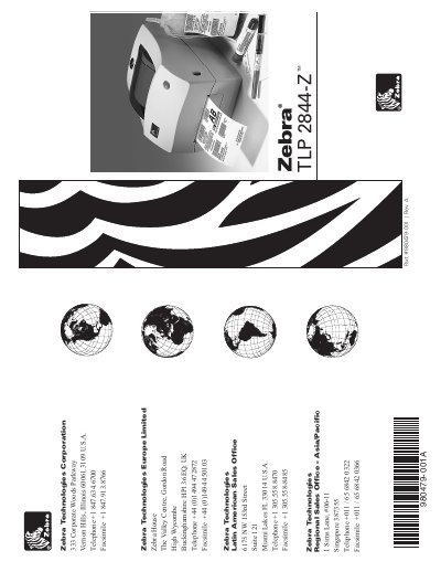 Zebra TLP 2844-Z Thermal Printer EMC Compliance Manual - cover page