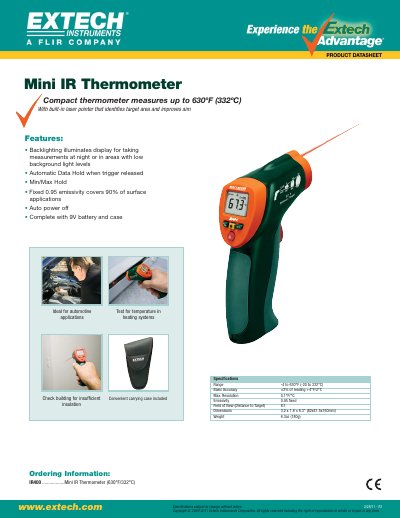 EXTECH IR400 ..................Mini IR Thermometer (630&deg;F/332&deg;C) Manual - cover page