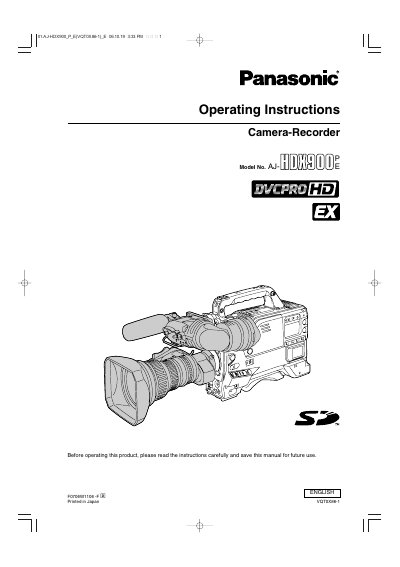 Panasonic AJ-HDX900PE Manual