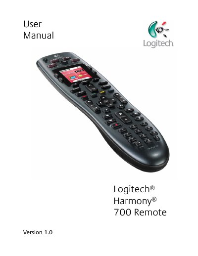 Logitech Harmony 700 Remote User Manual - cover page
