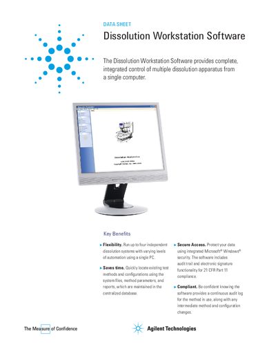 Agilent Dissolution Workstation Software Datasheet - cover page