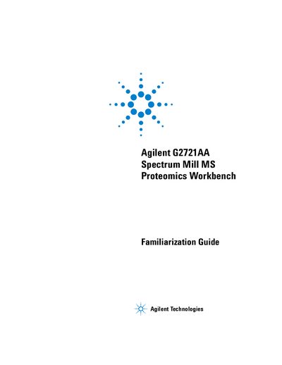 Agilent Technologies G2721AA Spectrum Mill Familiarization Guide A.03.03 - cover page