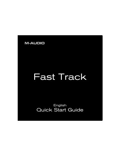 M-Audio Fast Track Quick Start Guide - cover page