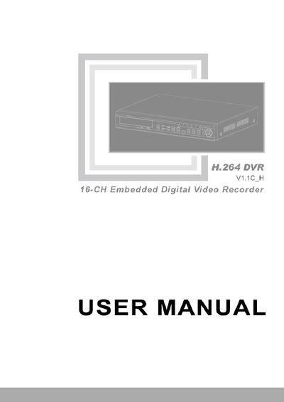 16-CH Embedded Digital Video Recorder User Manual - cover page