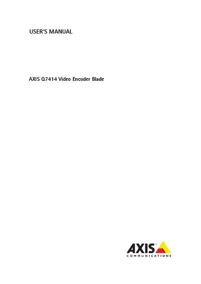 Axis Q7414 Video Encoder Blade User Manual - cover page