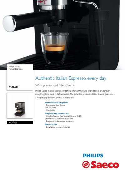 Philips Saeco HD8323 Espresso Machine User Manual - cover page