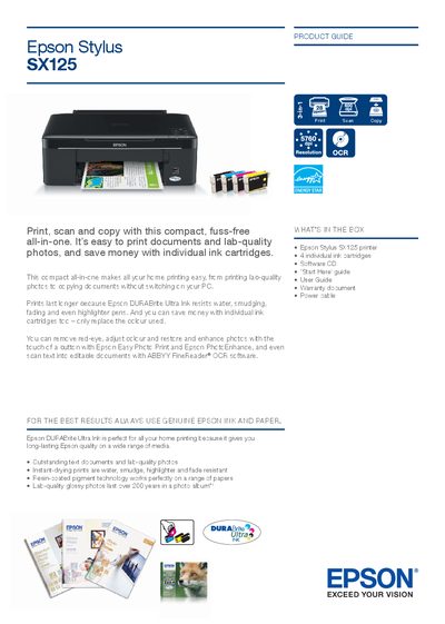 Epson Stylus SX125 User Manual - cover page