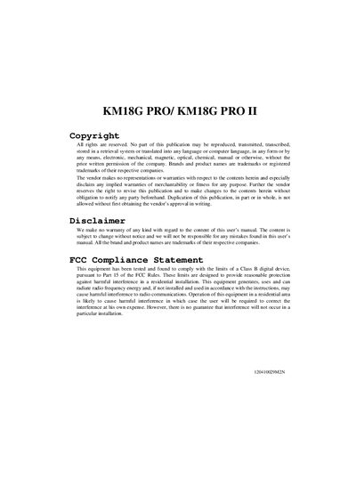 KM18G PRO / KM18G PRO II User Manual - cover page