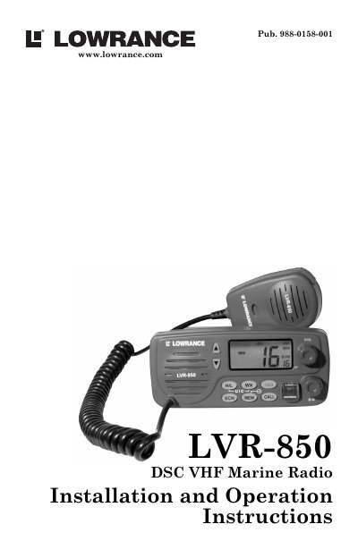 Lowrance LVR-850 DSC VHF Marine Radio Installation and Operation Instructions - cover page