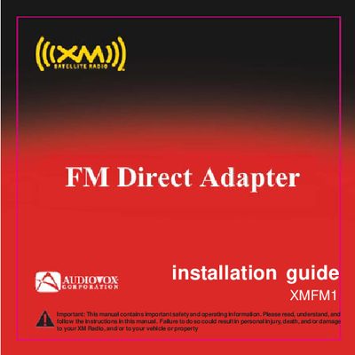Audiovox XM FM Direct Adapter Installation Guide - cover page