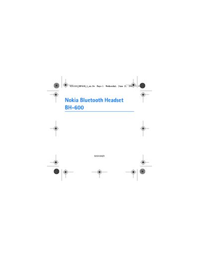 Nokia BH-600 Bluetooth Headset User Manual - cover page