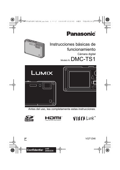 Panasonic DMC-TS1 Digital Camera Operating Instructions - cover page