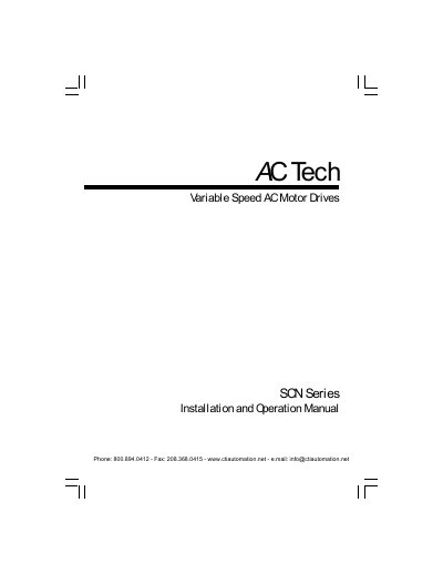 AC Tech SCN Series Variable Frequency Drive Installation and Operation Manual - cover page
