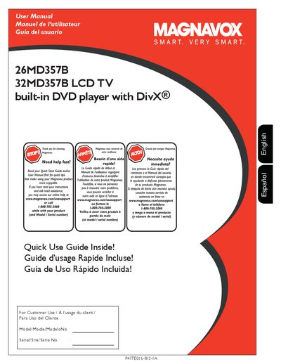 Magnavox 26MD357B/32MD357B LCD TV User Manual - cover page