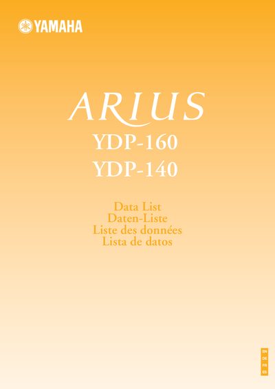 Yamaha Arius YDP-160/YDP-140 MIDI Data List - cover page