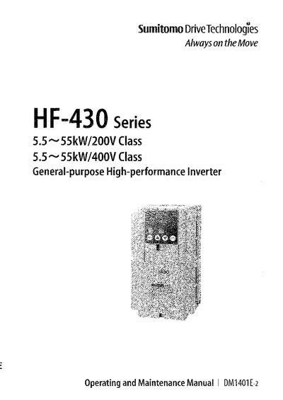 Sumitomo HF-430 Series Inverter Service Manual