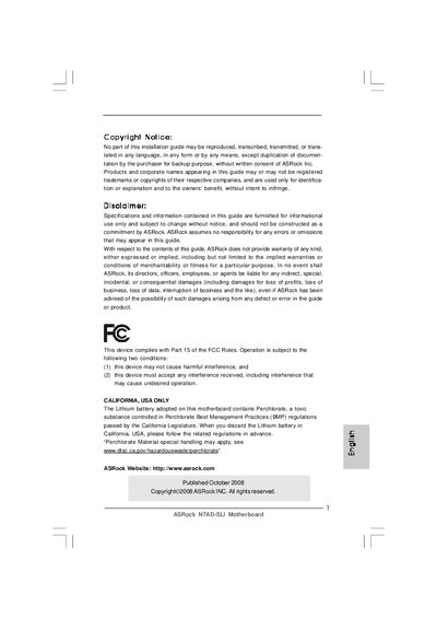 ASRock N7AD-SLI Quick Installation Guide